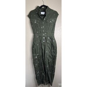 ANTHROPOLOGIE The Carson Utility Barrel Jumpsuit Green Size XS